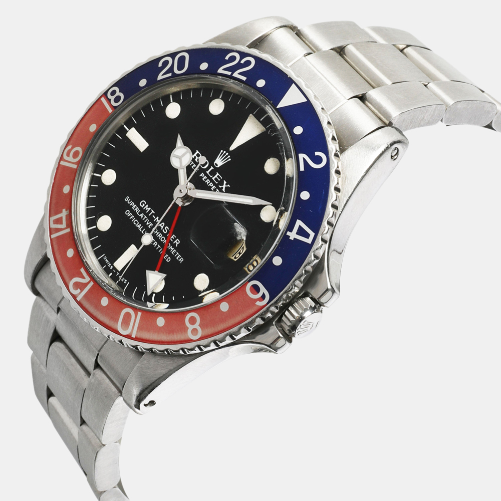 

Rolex Black Stainless Steel GMT-Master 1675 Automatic Men's Wristwatch 40 mm