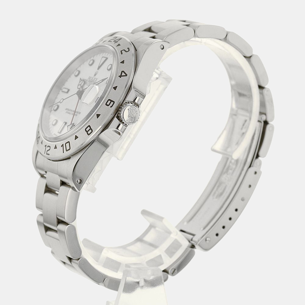 

Rolex White Stainless Steel Explorer II 16570 Automatic Men's Wristwatch 40 mm