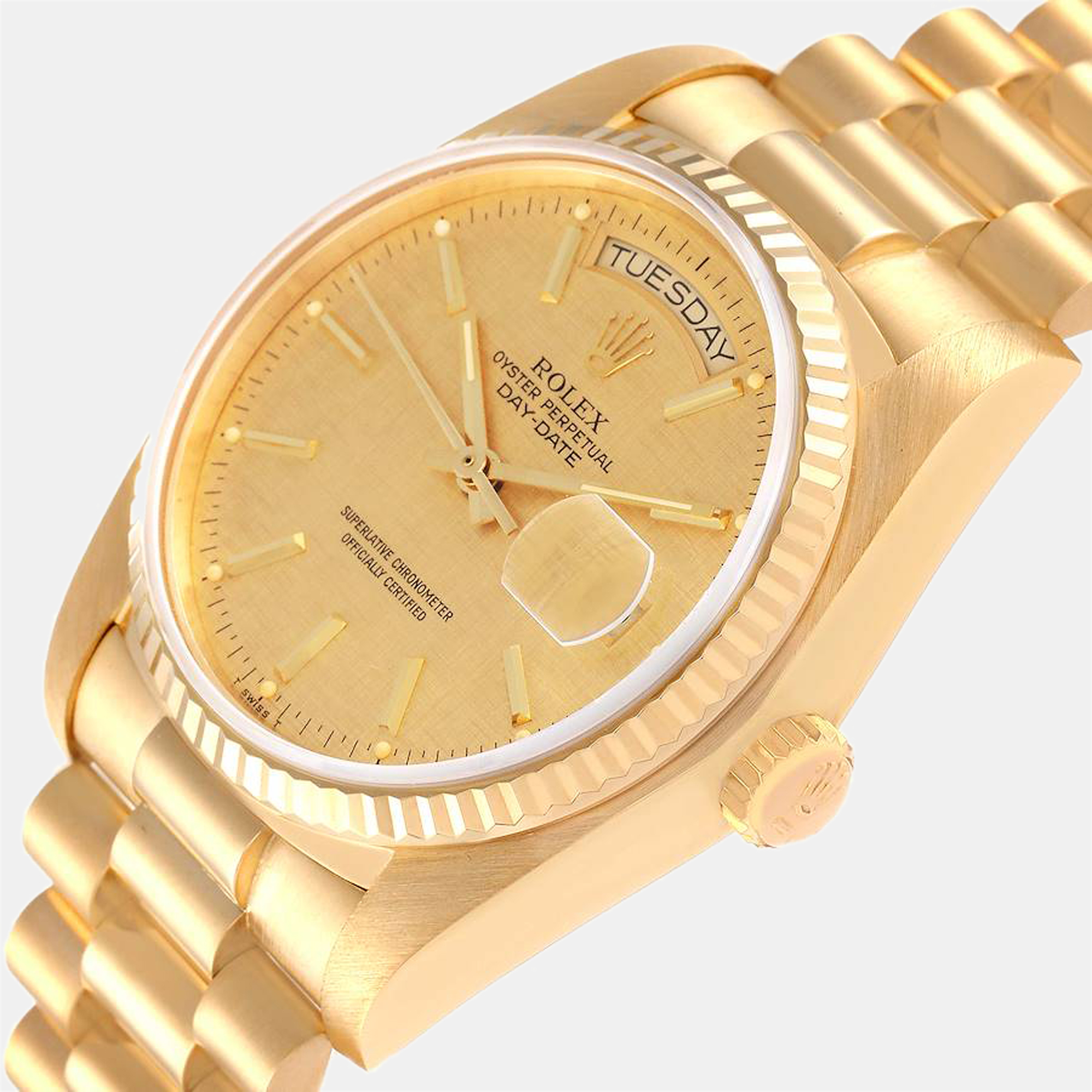 

Rolex Champagne 18K Yellow Gold Day - Date President 18038 Automatic Men's Wristwatch 36 mm