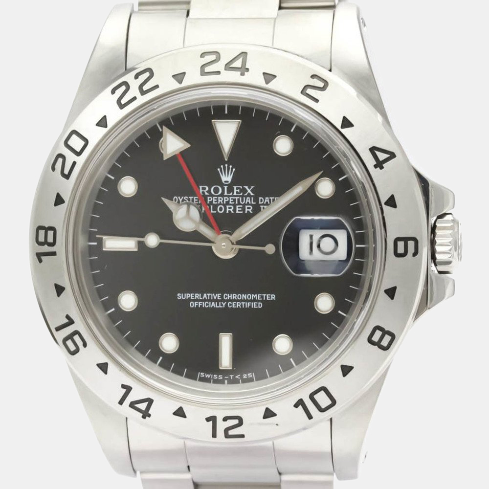 

Rolex Black Stainless Steel Explorer II 16570 Automatic Men's Wristwatch 40 mm