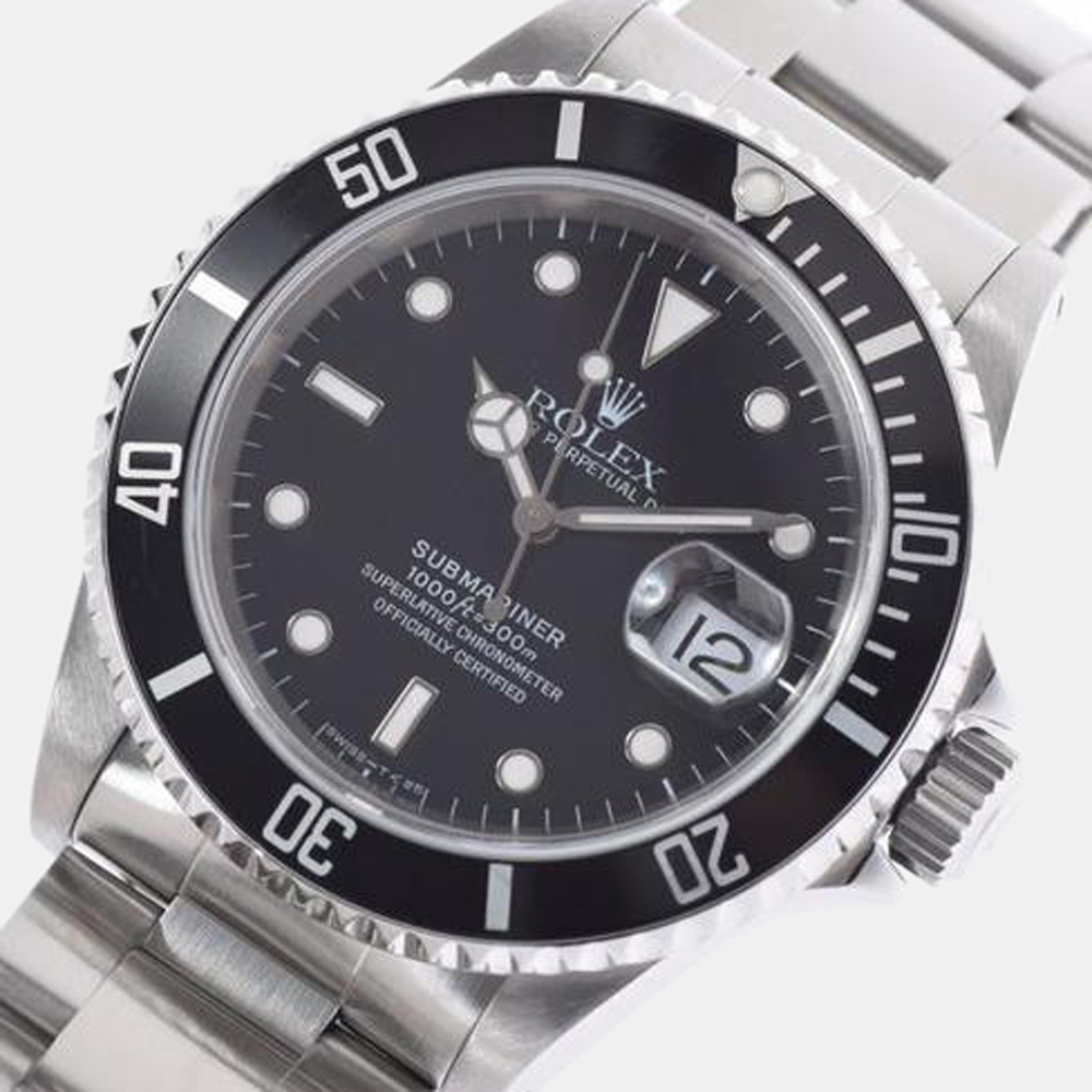 

Rolex Black Stainless Steel Submariner 16610 Automatic Men's Wristwatch 40 mm