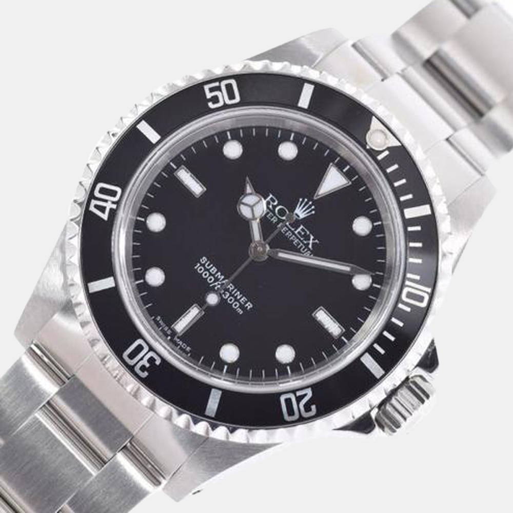 

Rolex Black Stainless Steel Submariner 14060M Automatic Men's Wristwatch 40 mm