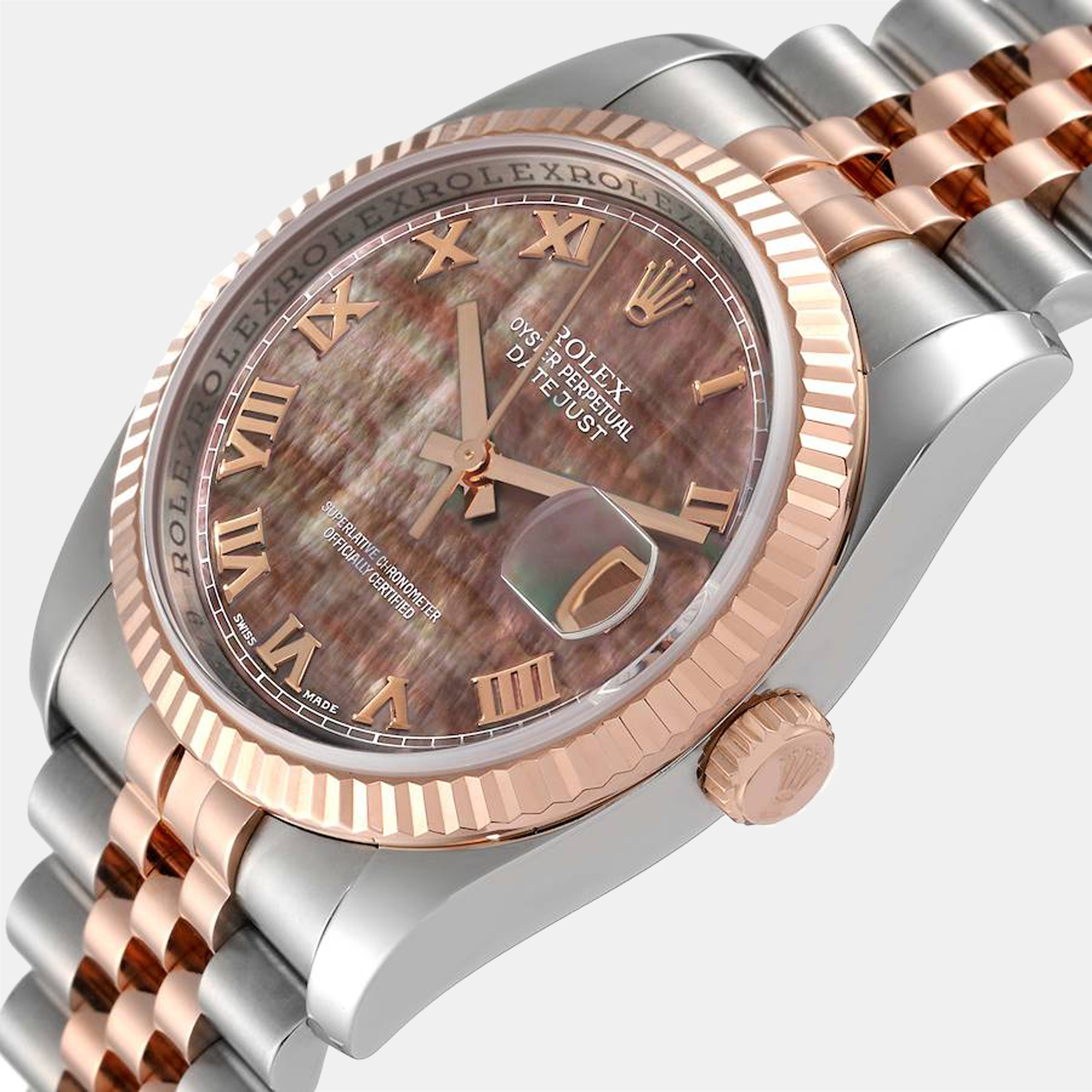 

Rolex MOP 18K Rose Gold And Stainless Steel Datejust 116231 Automatic Men's Wristwatch 36 mm, White