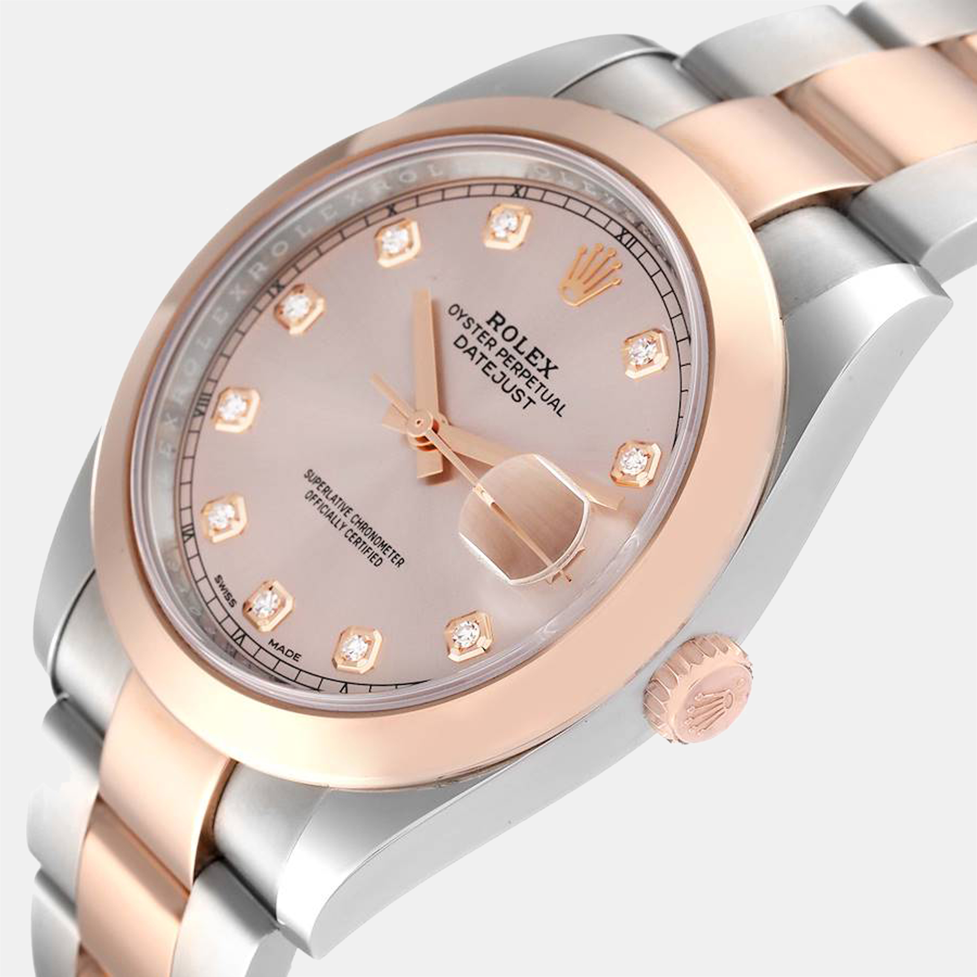 

Rolex Rose Diamonds 18K Rose Gold And Stainless Steel Datejust 126301 Automatic Men's Wristwatch 41 mm, Pink