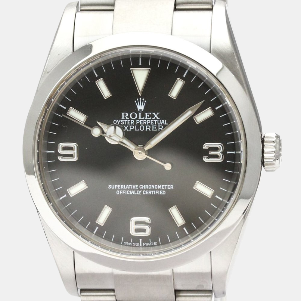 

Rolex Black Stainless Steel Explorer I 114270 Automatic Men's Wristwatch 36 mm