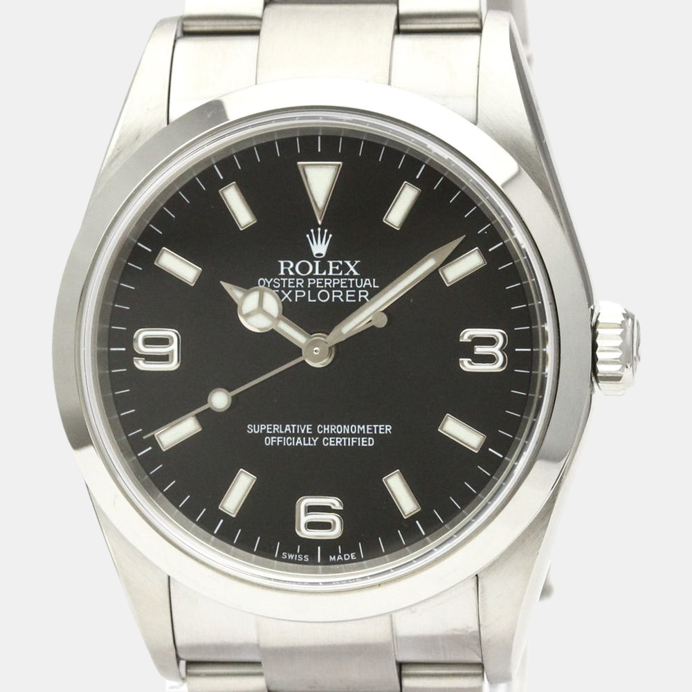 

Rolex Black Stainless Steel Explorer I 114270 Automatic Men's Wristwatch 36 mm