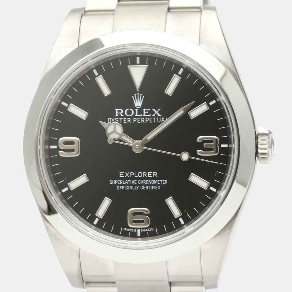 

Rolex Black Stainless Steel Explorer I 214270 Automatic Men's Wristwatch 39 mm