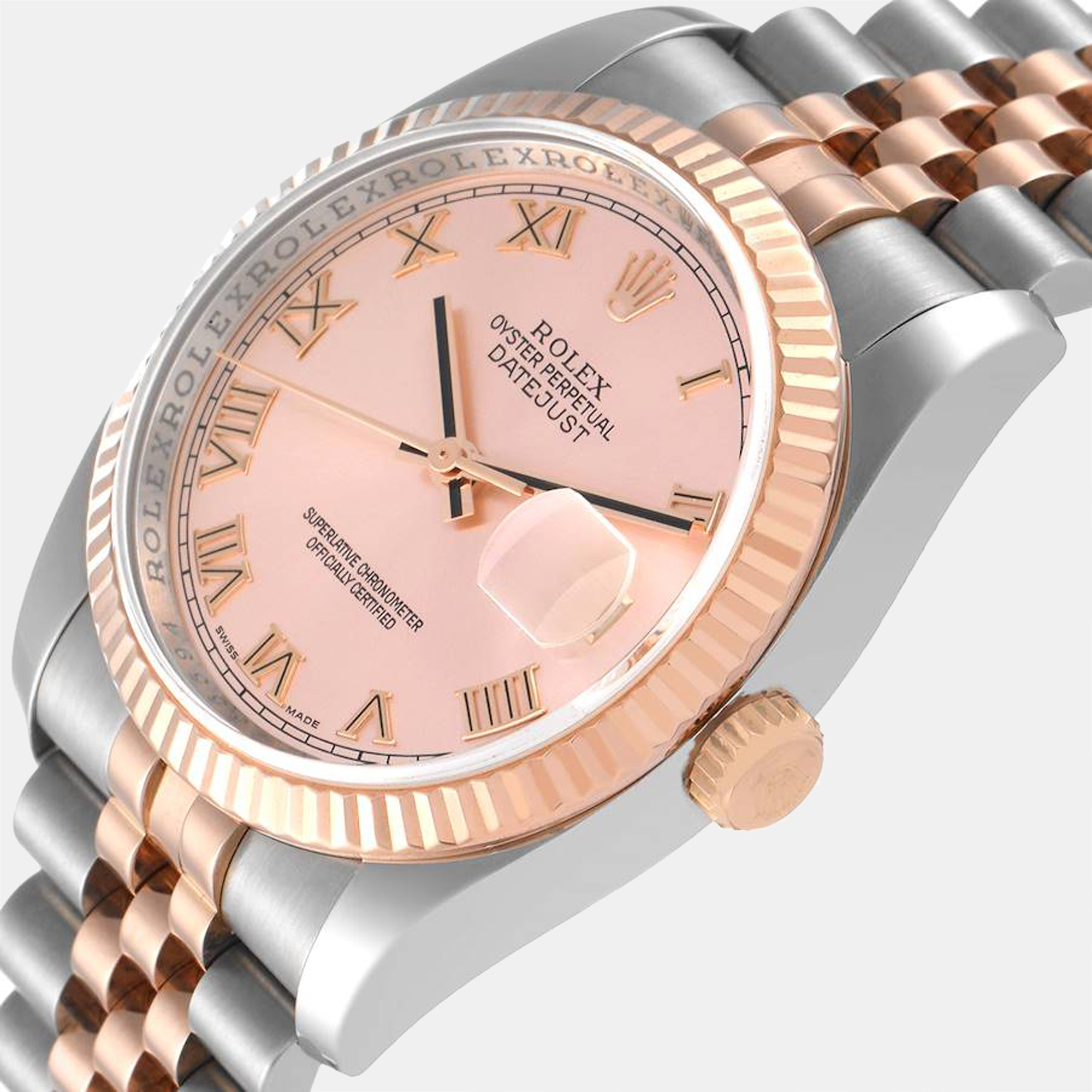 

Rolex Rose 18K Rose Gold And Stainless Steel Datejust 116231 Automatic Men's Wristwatch 36 mm, Pink
