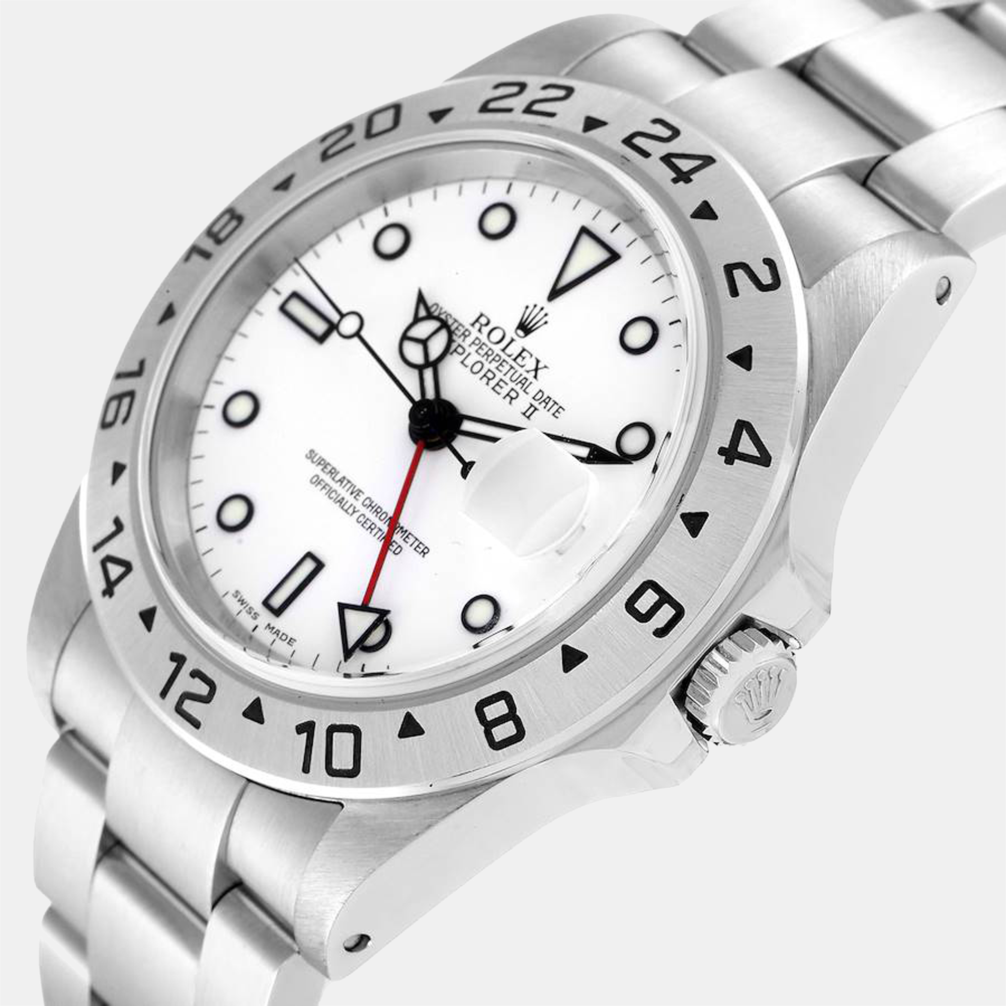 

Rolex White Stainless Steel Explorer II 16570 Automatic Men's Wristwatch 40 mm
