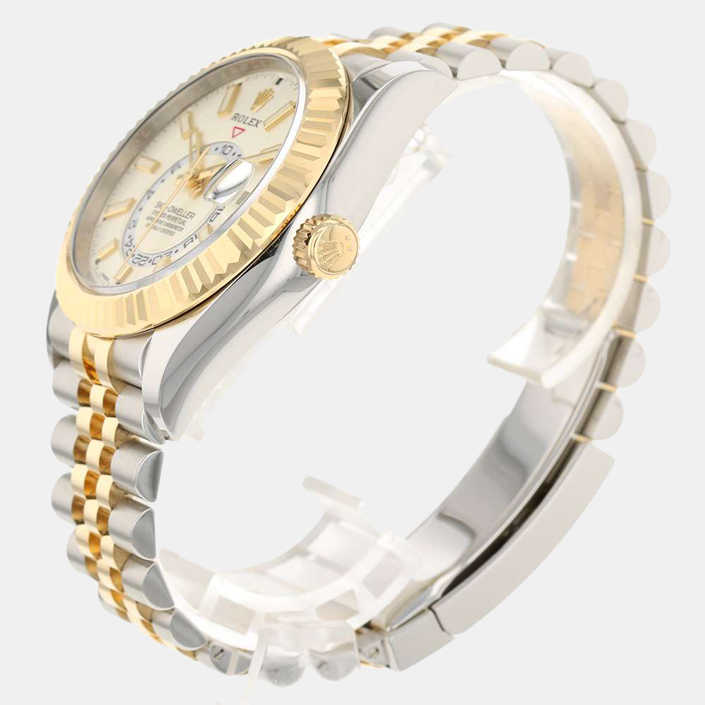 

Rolex White18K Yellow Gold And Stainless Steel Sky-Dweller 326933 Automatic Men's Wristwatch 42 mm, White