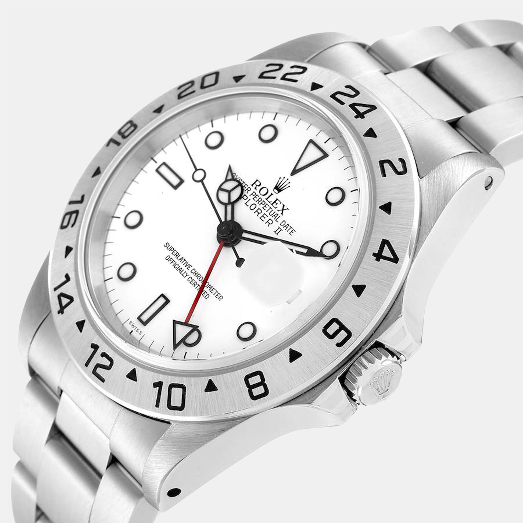 

Rolex White Stainless Steel Explorer II 16570 Automatic Men's Wristwatch 40 mm
