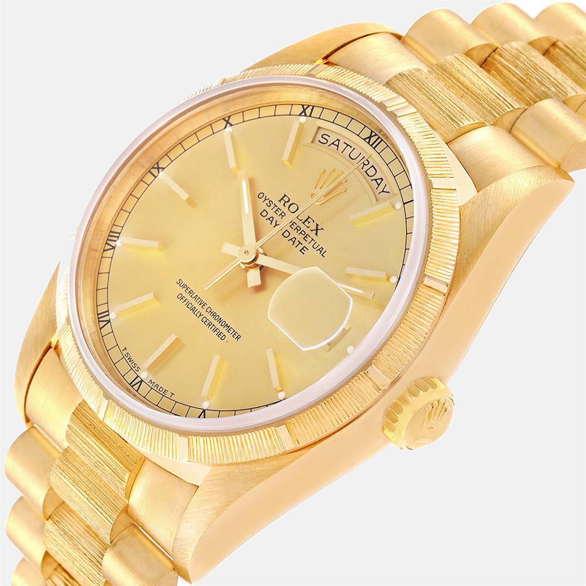 

Rolex Champagne 18K Yellow Gold Day - Date President 18248 Automatic Men's Wristwatch 36 mm