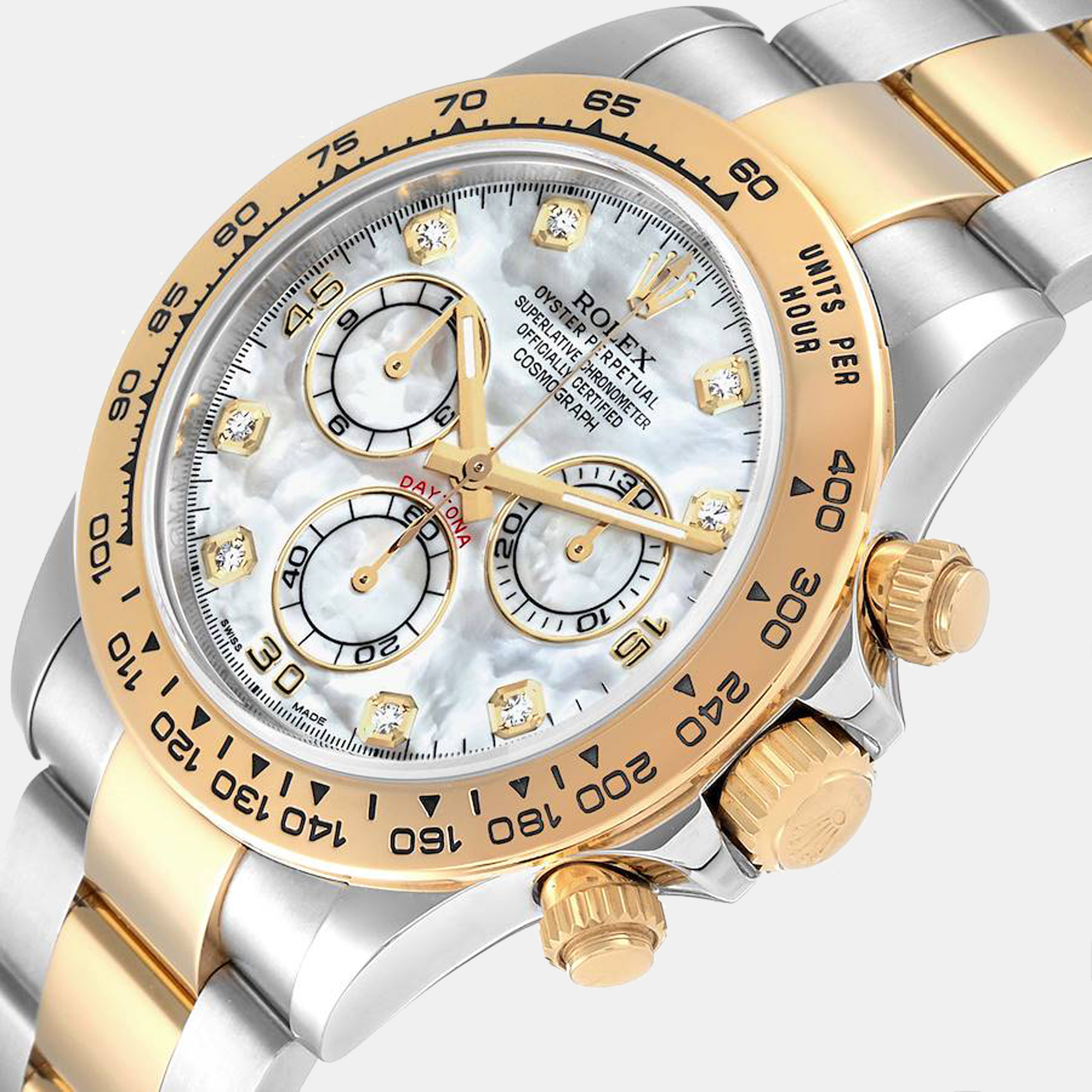 

Rolex MOP Diamonds 18K Yellow Gold And Stainless Steel Cosmograph Daytona 116503 Automatic Men's Wristwatch 40 mm, White