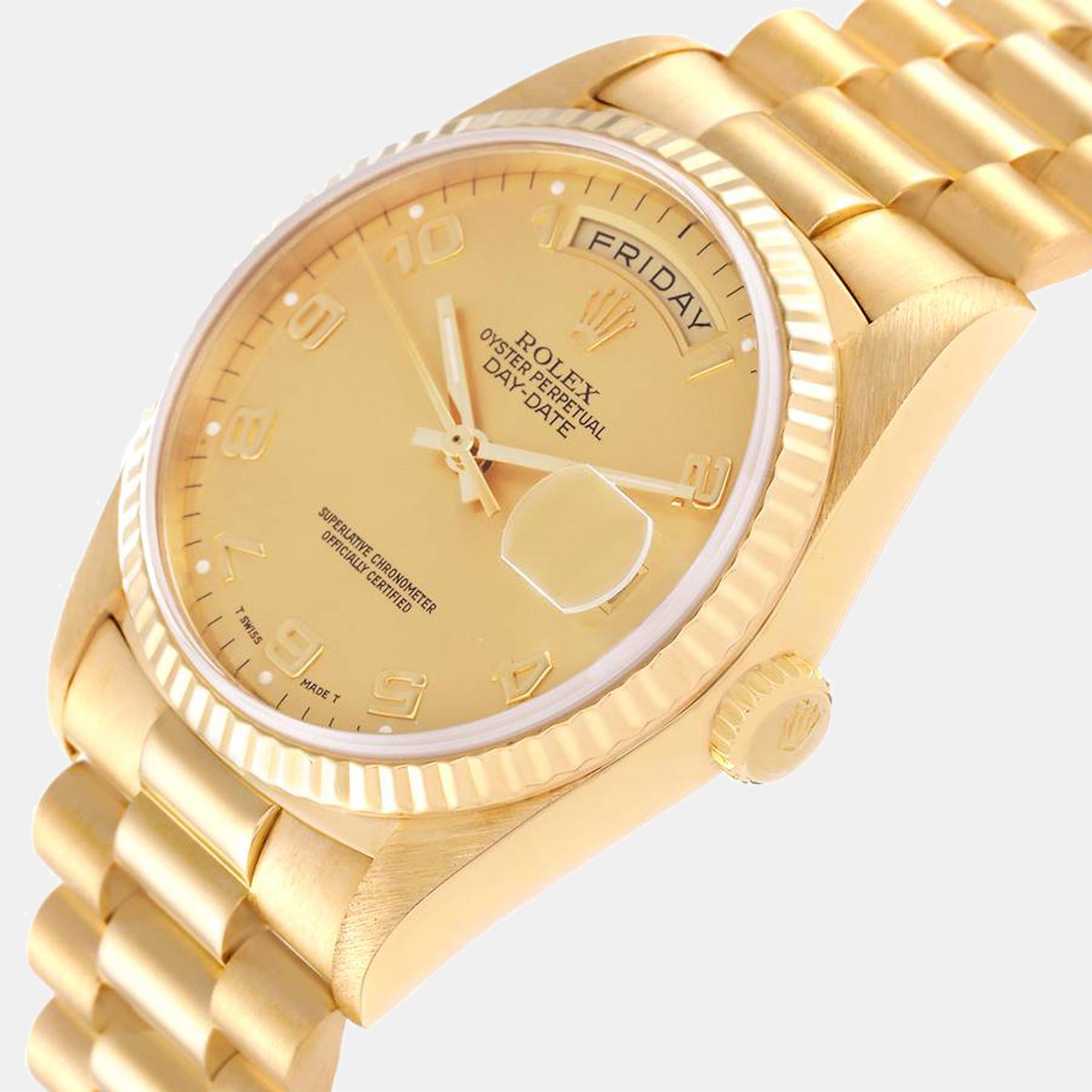 

Rolex Champagne 18K Yellow Gold President Day-Date 18238 Automatic Men's Wristwatch 36 mm