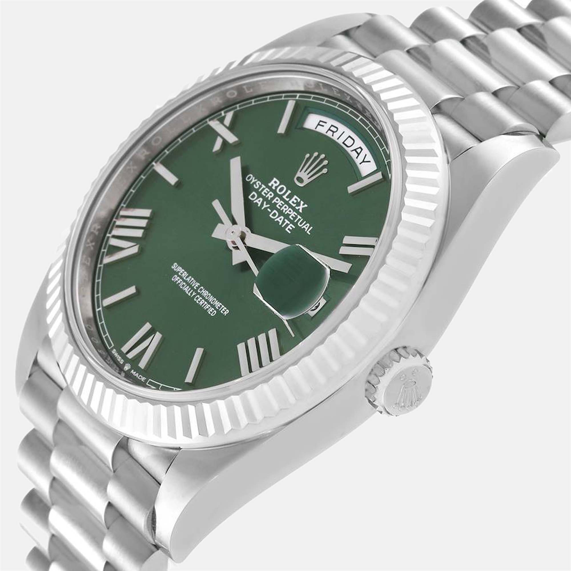 

Rolex Green 18K White Gold Day Date President 228239 Automatic Men's Wristwatch 40 mm