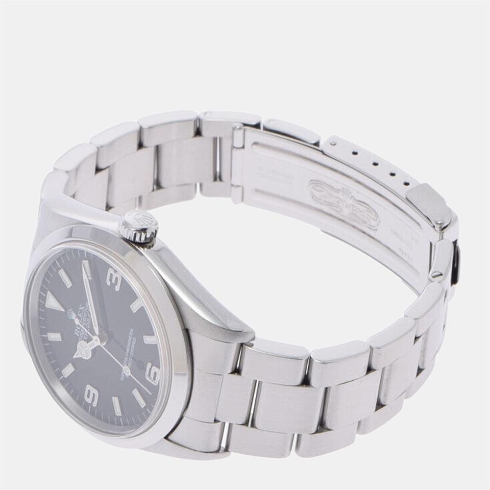 

Rolex Black Stainless Steel Explorer I 14270 Automatic Men's Wristwatch 36 mm
