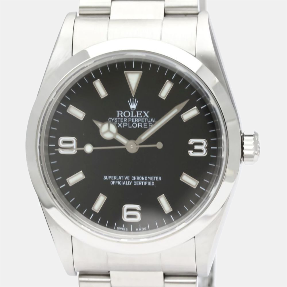 

Rolex Black Stainless Steel Explorer I 114270 Automatic Men's Wristwatch 36 mm