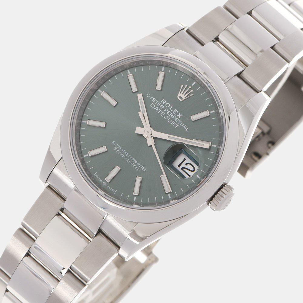

Rolex Green Stainless Steel Datejust 126200 Automatic Men's Wristwatch 36 mm
