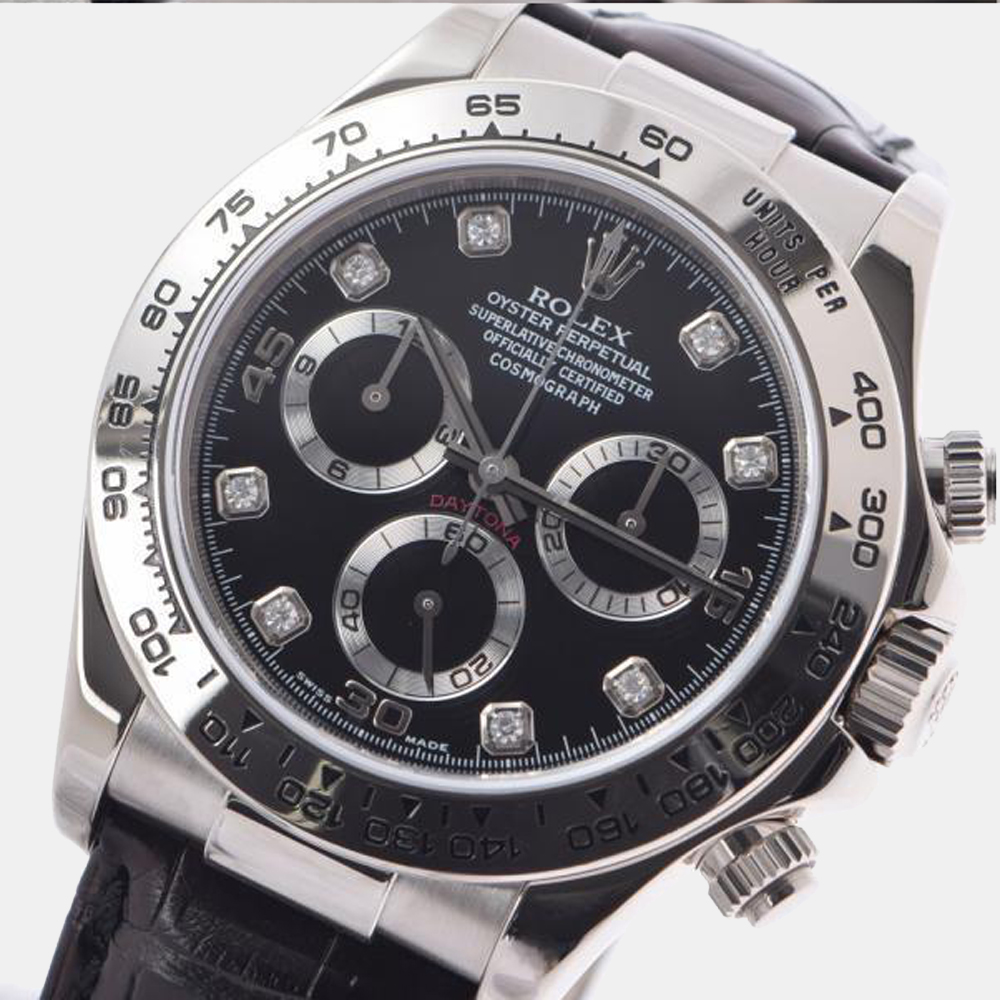 

Rolex Black Diamond 18k White Gold Cosmograph Daytona 116519 Automatic Men's Wristwatch 40 mm