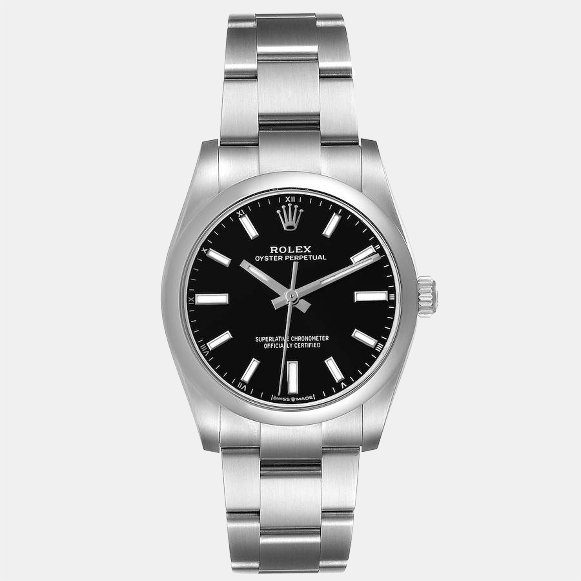 Pre-owned Rolex Black Stainless Steel Oyster Perpetual 124200 Men's Wristwatch 34 Mm