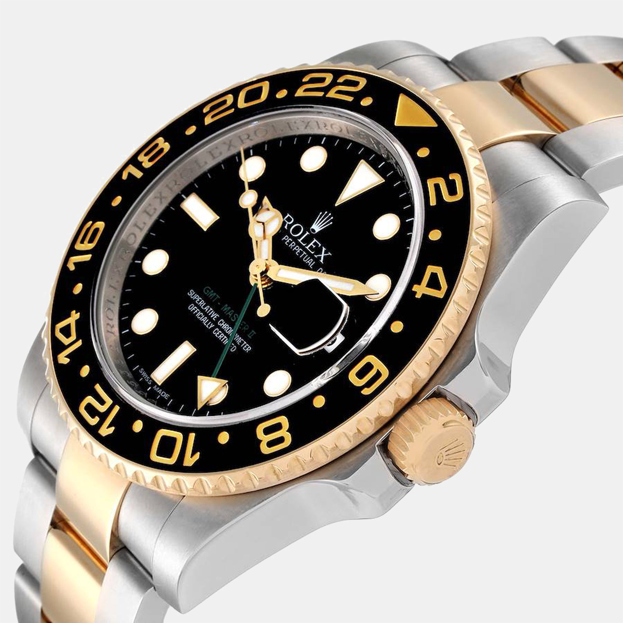 

Rolex Black 18K Yellow Gold And Stainless Steel GMT-Master II 116713 Automatic Men's Wristwatch 40 mm