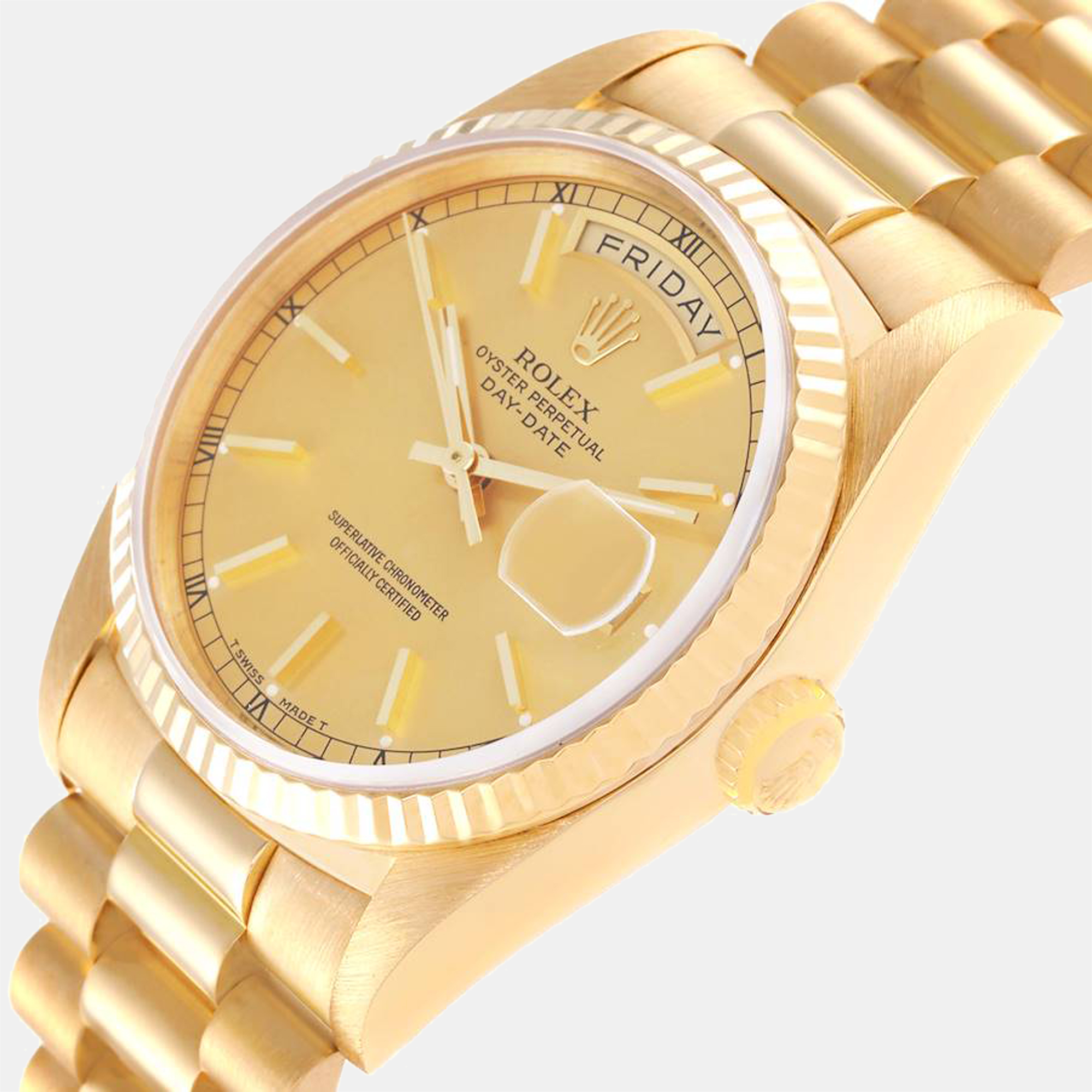 

Rolex Champagne 18K Yellow Gold President Day-Date 18238 Automatic Men's Wristwatch 36 mm