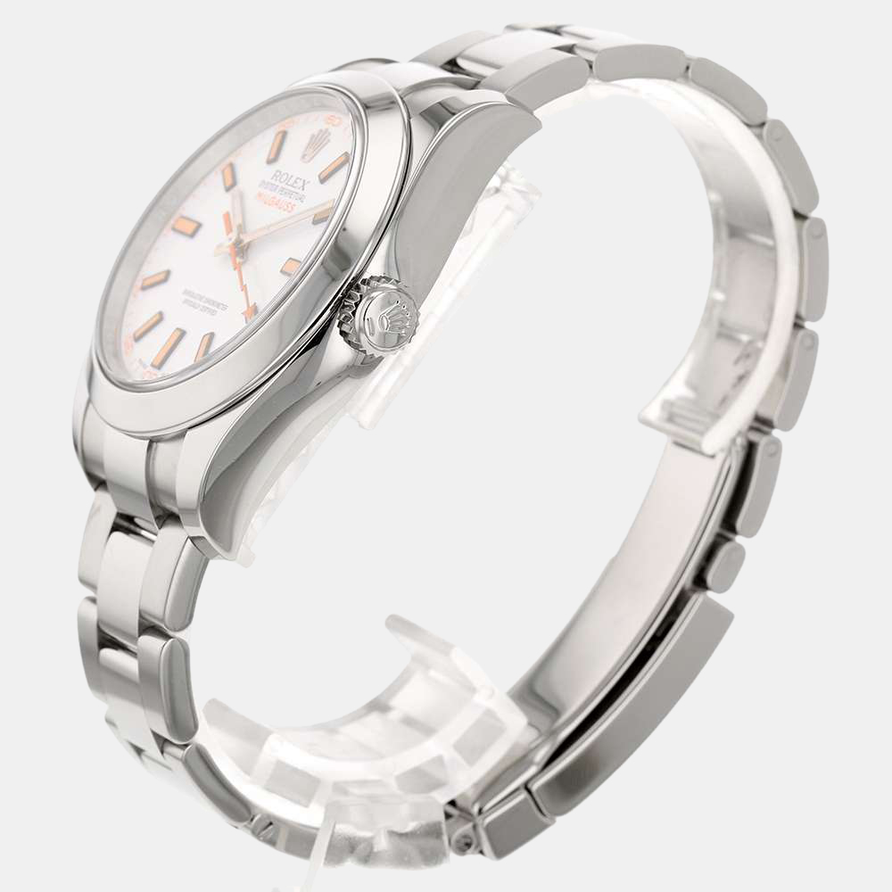 

Rolex White Stainless Steel Milgauss 116400 Automatic Men's Wristwatch 40 mm