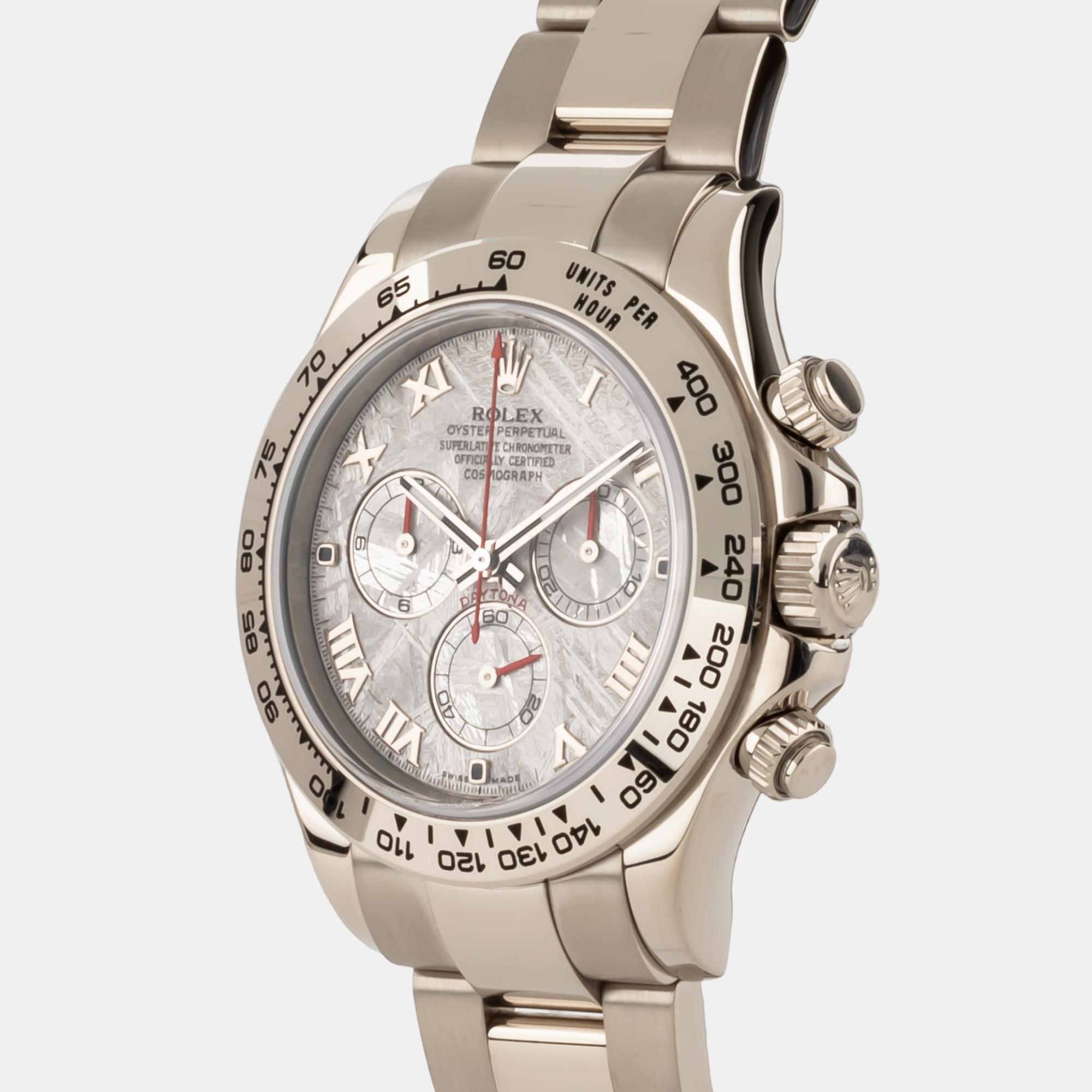 

Rolex Silver 18K White Gold Cosmograph Daytona 116509 Men's Wristwatch 40 mm