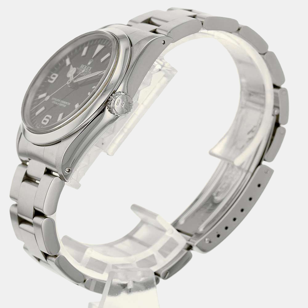 

Rolex Black Stainless Steel Explorer I 14270 Automatic Men's Wristwatch 36 mm