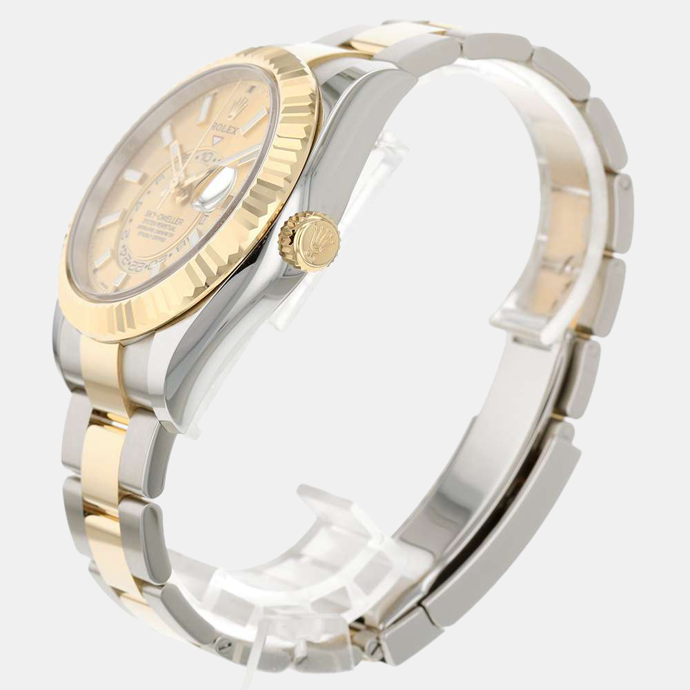 

Rolex Champagne 18k Yellow Gold And Stainless Steel Sky-Dweller 326933 Automatic Men's Wristwatch 42 mm