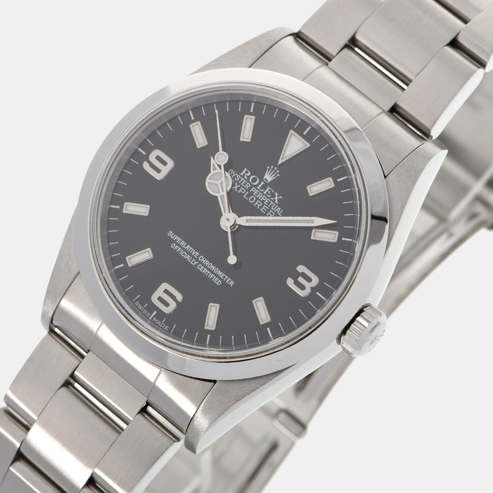 

Rolex Black Stainless Steel Explorer I 14270 Automatic Men's Wristwatch 36 mm