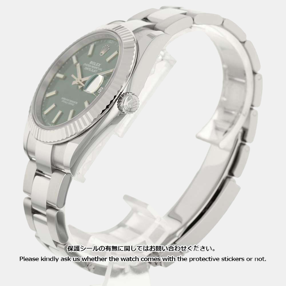 

Rolex Green 18k White Gold And Stainless Steel Datejust 126334 Automatic Men's Wristwatch 41 mm