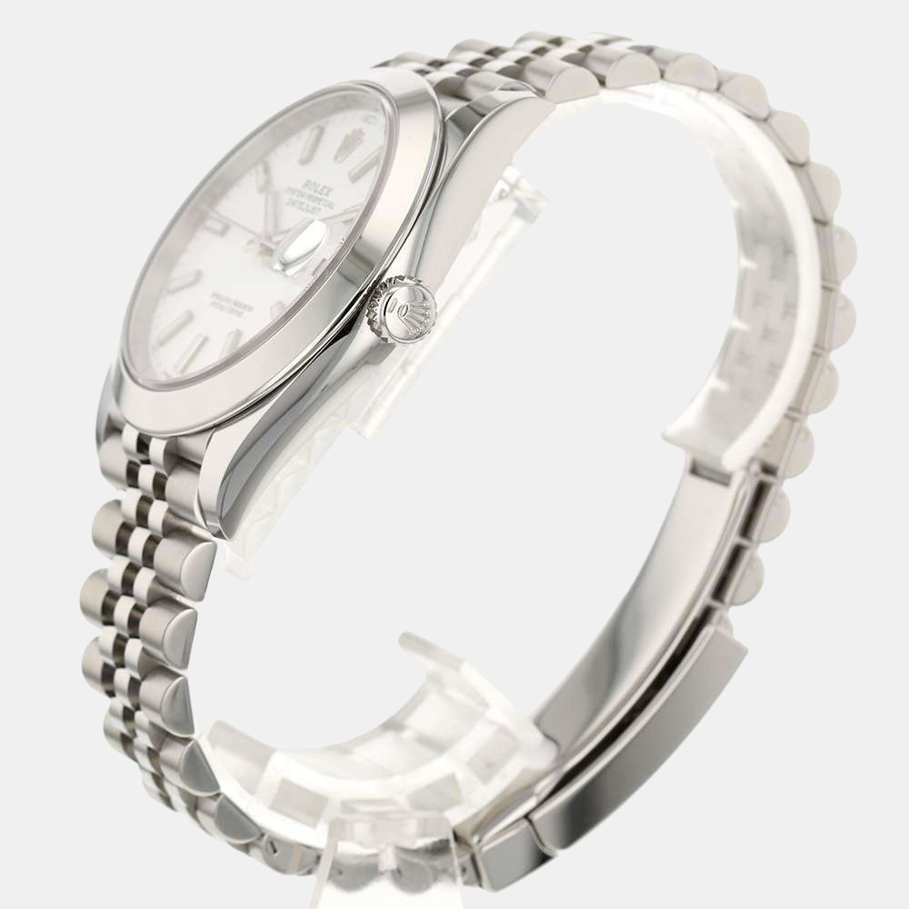 

Rolex White Stainless Steel Datejust 126300 Automatic Men's Wristwatch 41 mm