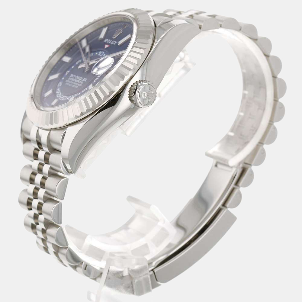 

Rolex Blue 18k White Gold And Stainless Steel Sky-Dweller 326934 Automatic Men's Wristwatch 42 mm