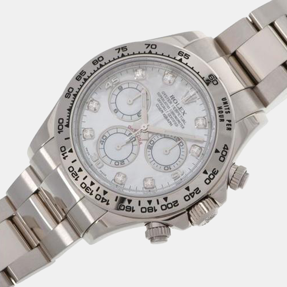 

Rolex White Shell Diamond 18k White Gold Cosmograph Daytona 116509 Automatic Men's Wristwatch 40 mm