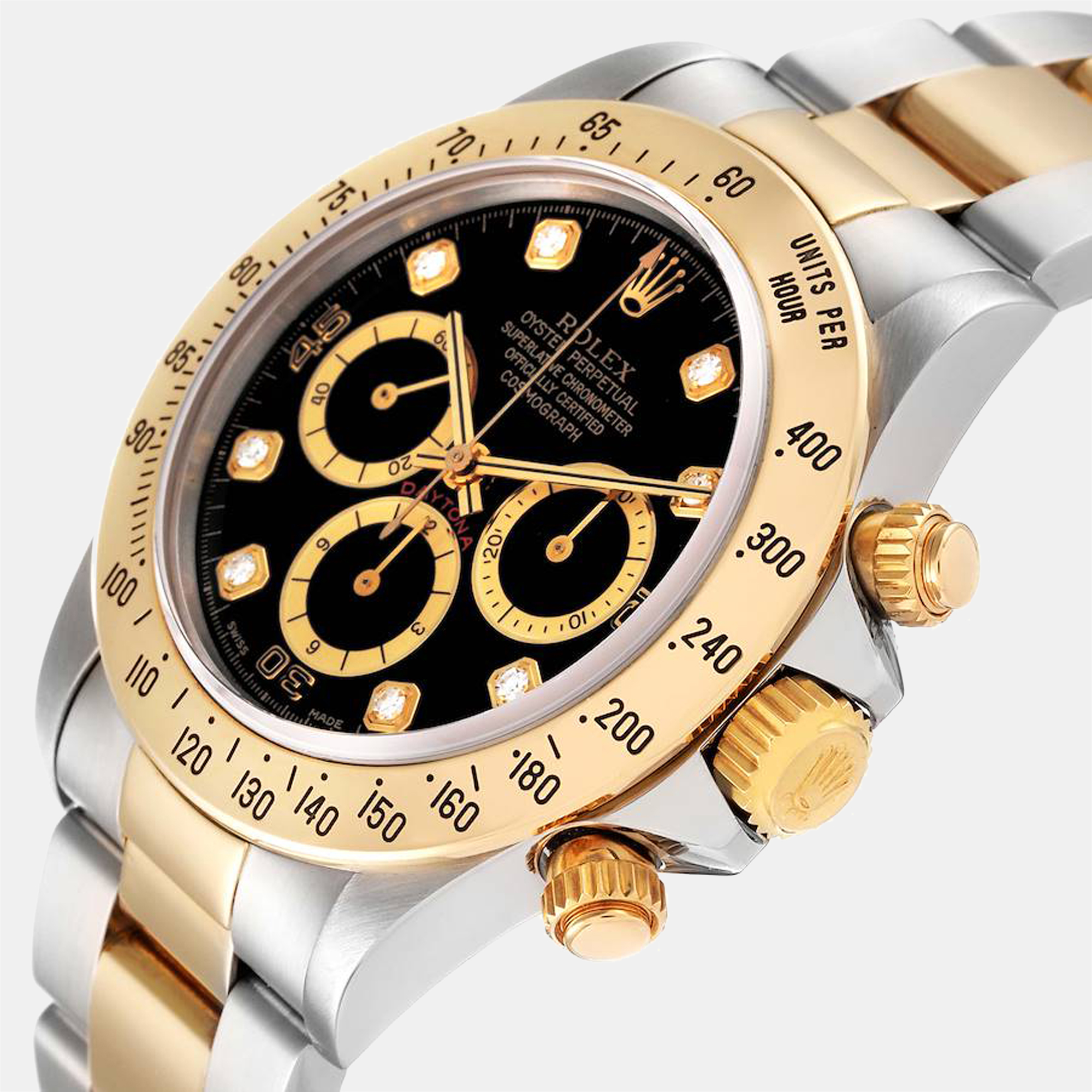 

Rolex Black Diamonds 18K Yellow Gold And Stainless Steel Cosmograph Daytona 16523 Automatic Men's Wristwatch 40 mm