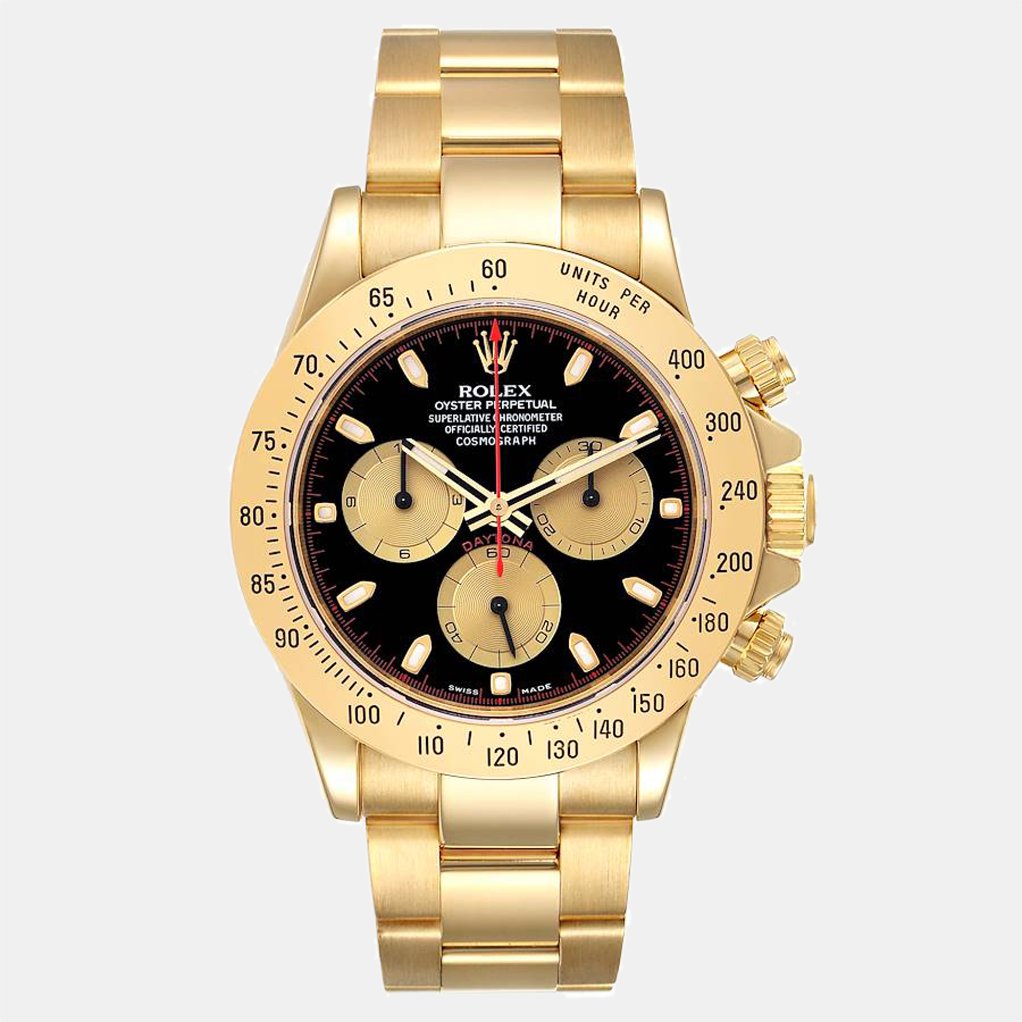 Preowned Rolex Black 18k Yellow Gold Cosmograph Daytona 116528