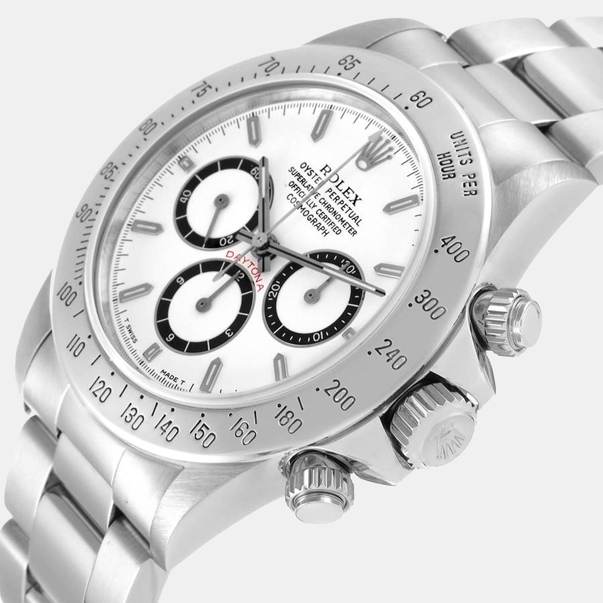 

Rolex White Stainless Steel Cosmograph Daytona 16520 Automatic Men's Wristwatch 40 mm