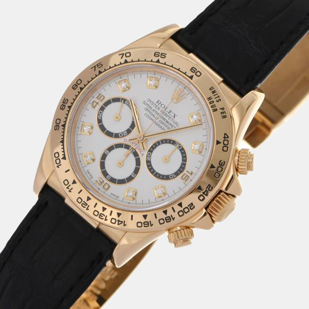 

Rolex White 18K Yellow Gold Cosmograph Daytona 16518 Automatic Men's Wristwatch 40 mm