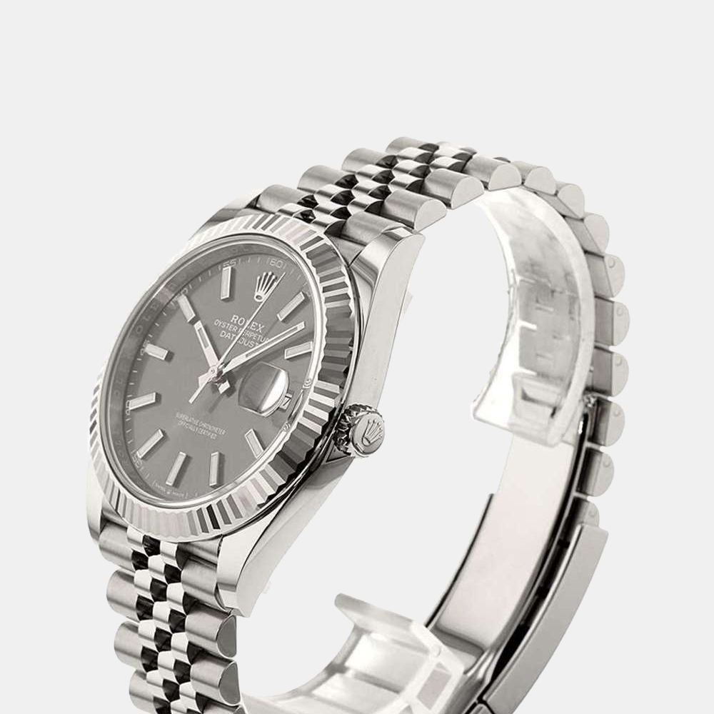 

Rolex Grey 18k White Gold And Stainless Steel Datejust 126334 Automatic Men's Wristwatch 41 mm