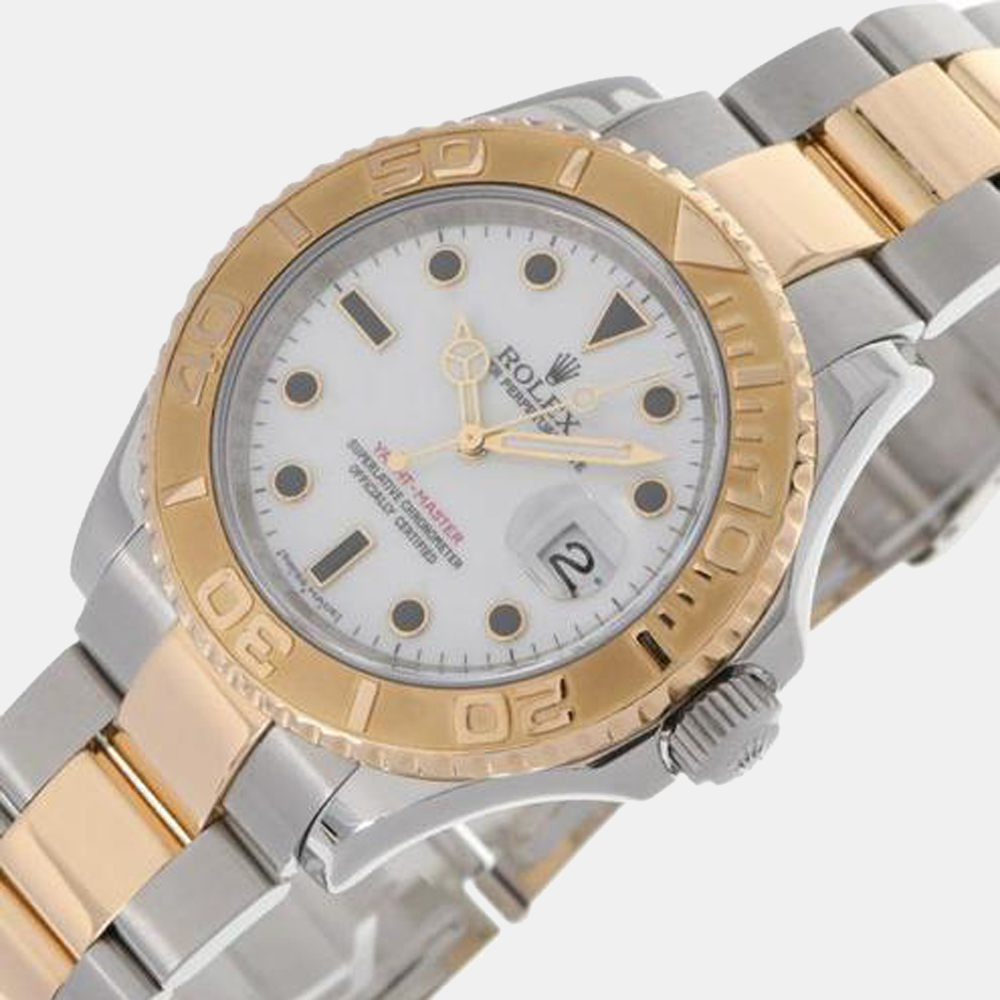 

Rolex White 18k Yellow Gold And Stainless Steel Yacht-Master 16623 Automatic Men's Wristwatch 40 mm