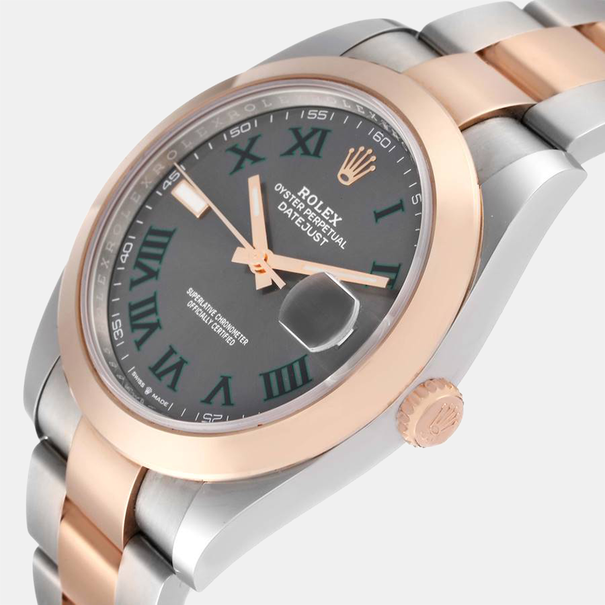 

Rolex Grey 18K Rose Gold And Stainless Steel Datejust 126301 Automatic Men's Wristwatch 41 mm