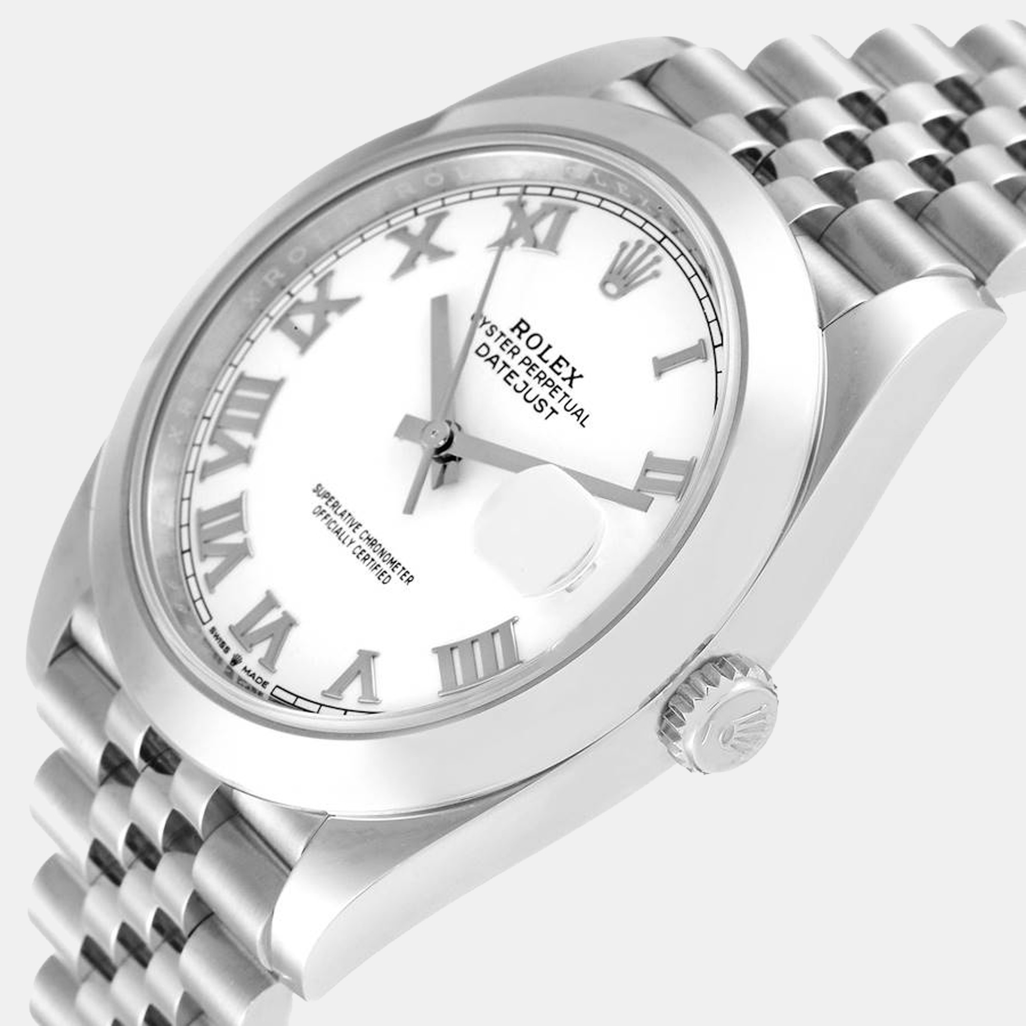 

Rolex White Stainless Steel Datejust 126300 Automatic Men's Wristwatch 41 mm