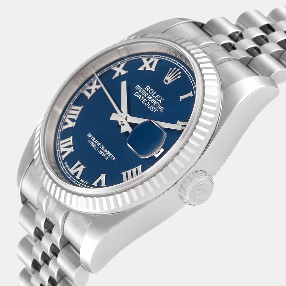 

Rolex Blue Stainless Steel Datejust 116234 Automatic Men's Wristwatch 36 mm