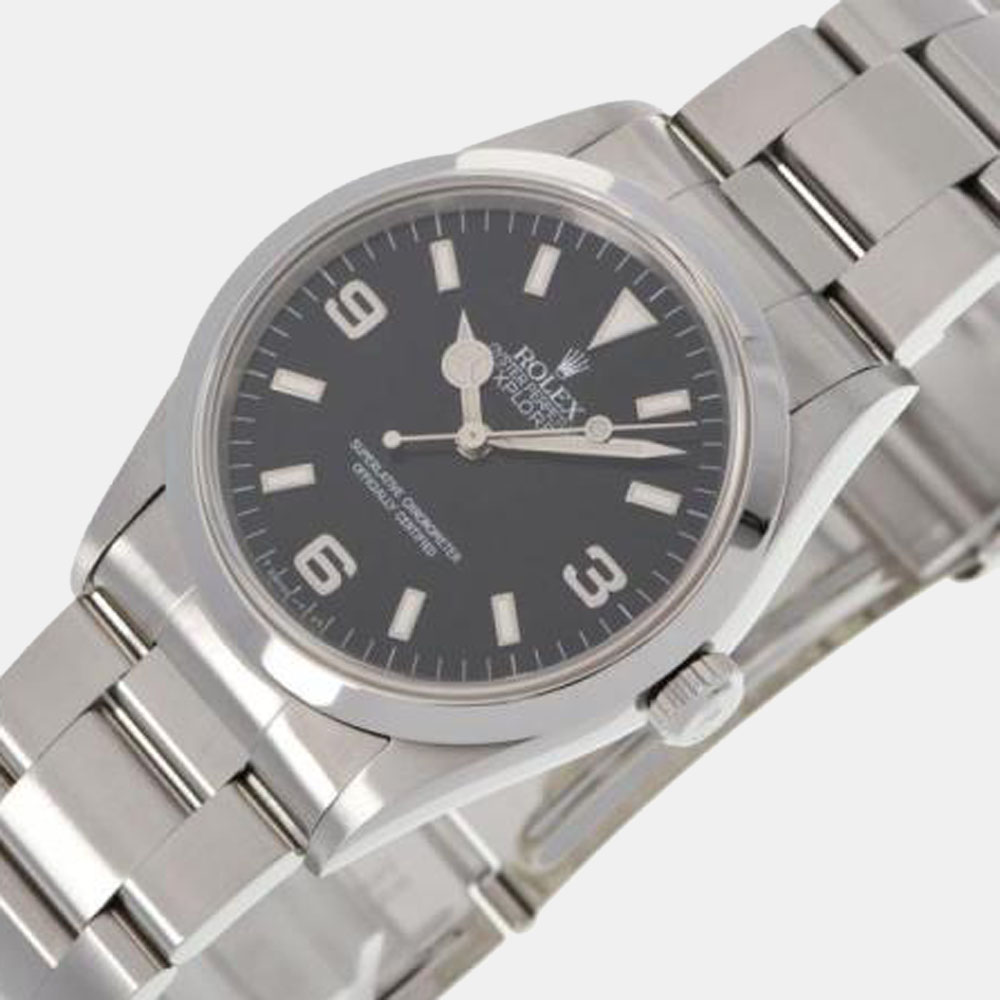 

Rolex Black Stainless Steel Explorer 14270 Automatic Men's Wristwatch 36 mm