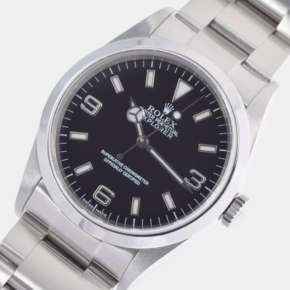 

Rolex Black Stainless Steel Explorer 114270 Automatic Men's Wristwatch 36 mm