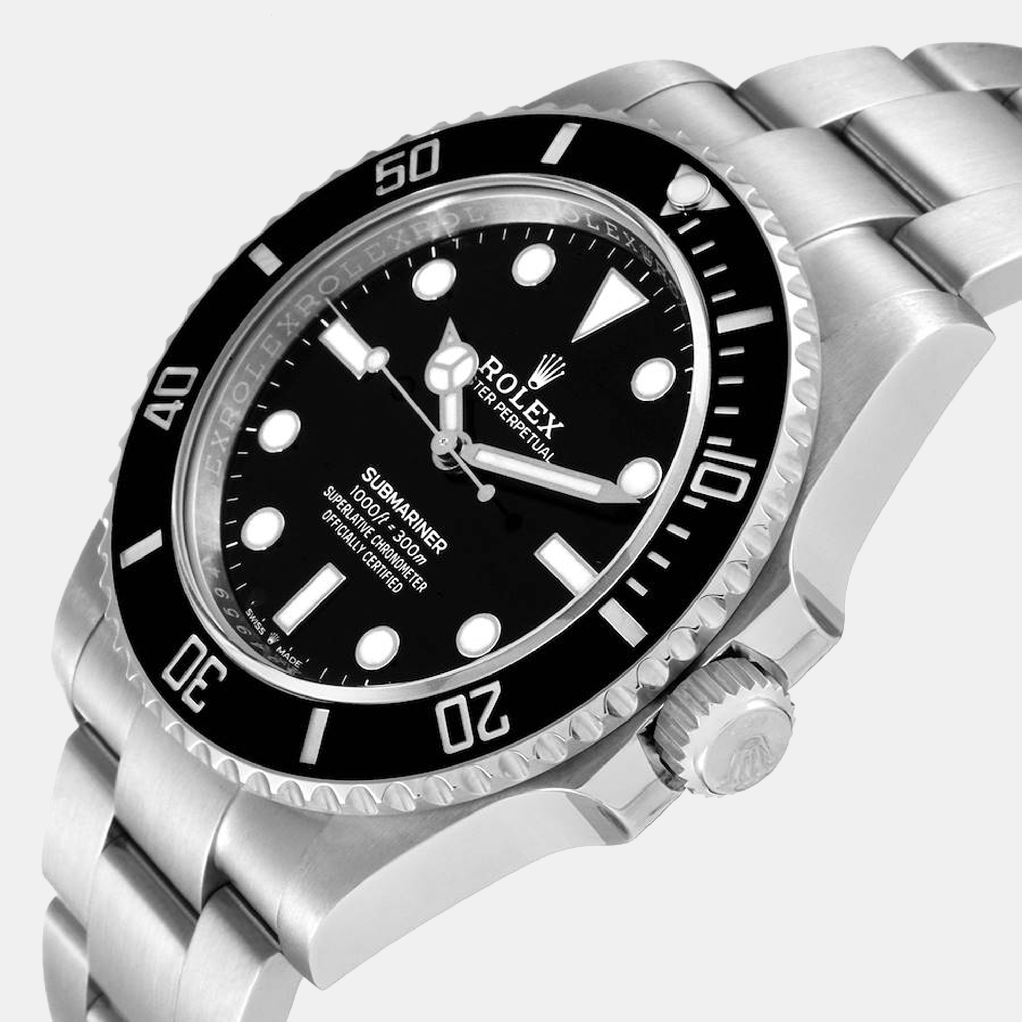 

Rolex Black Stainless Steel Submariner 124060 Automatic Men's Wristwatch 41 mm