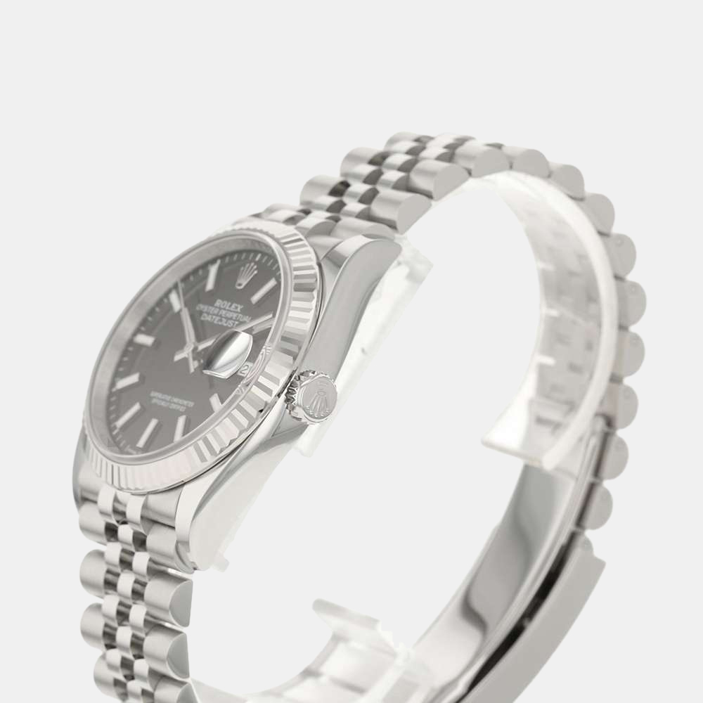 

Rolex Black 18k White Gold And Stainless Steel Datejust 126234 Automatic Men's Wristwatch 36 mm
