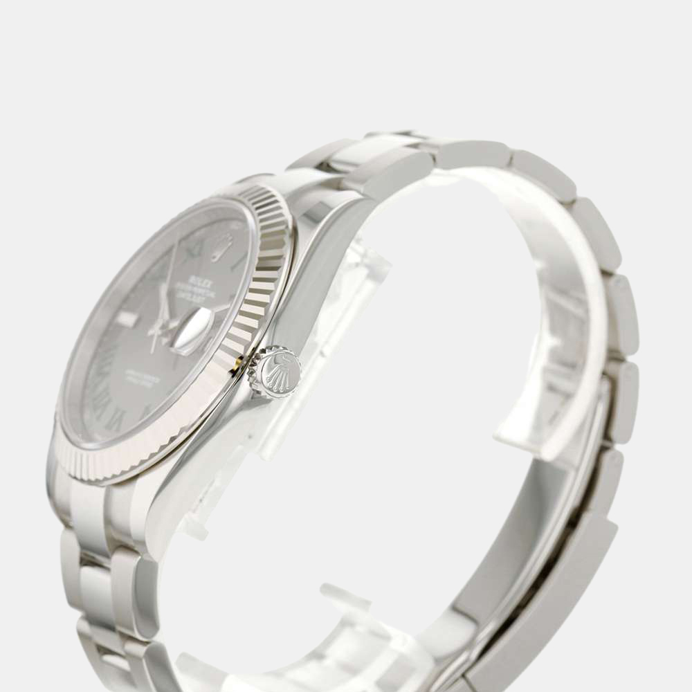 

Rolex Grey 18k White Gold And Stainless Steel Datejust 126334 Automatic Men's Wristwatch 41 mm