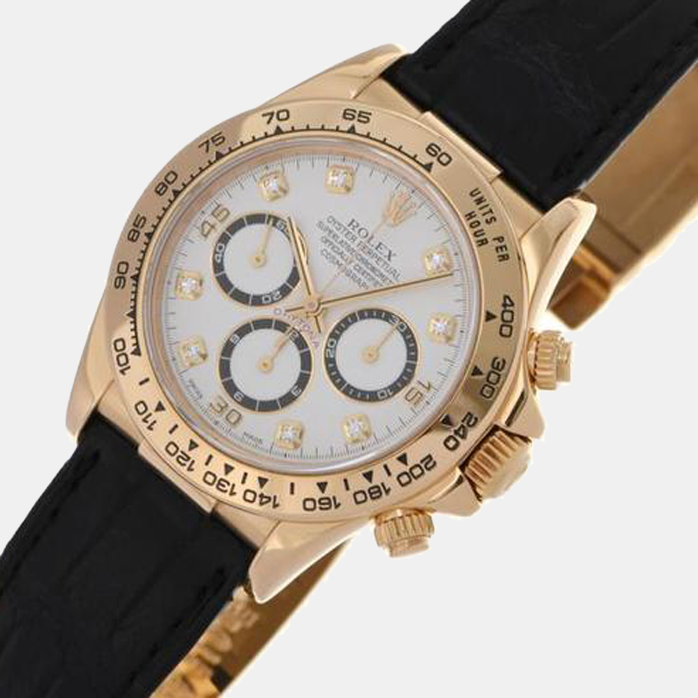

Rolex White Diamond 18k Yellow Gold Cosmograph Daytona 16518G Automatic Men's Wristwatch 40 mm